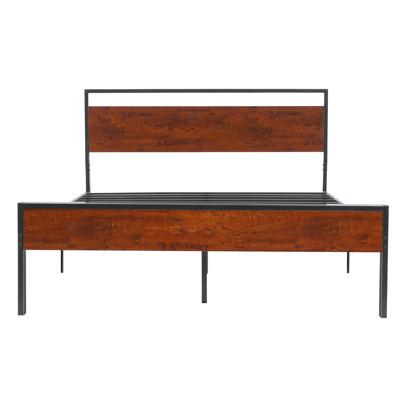 King Size Metal Platform Bed Frame With Headboard & Under-Bed Storage 14 Inch_voghion.com